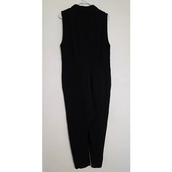 A.L.C. ​Tie Front Jumpsuit Sleeveless Crepe V-Neck Tapered One Piece Plunge - Picture 4 of 9